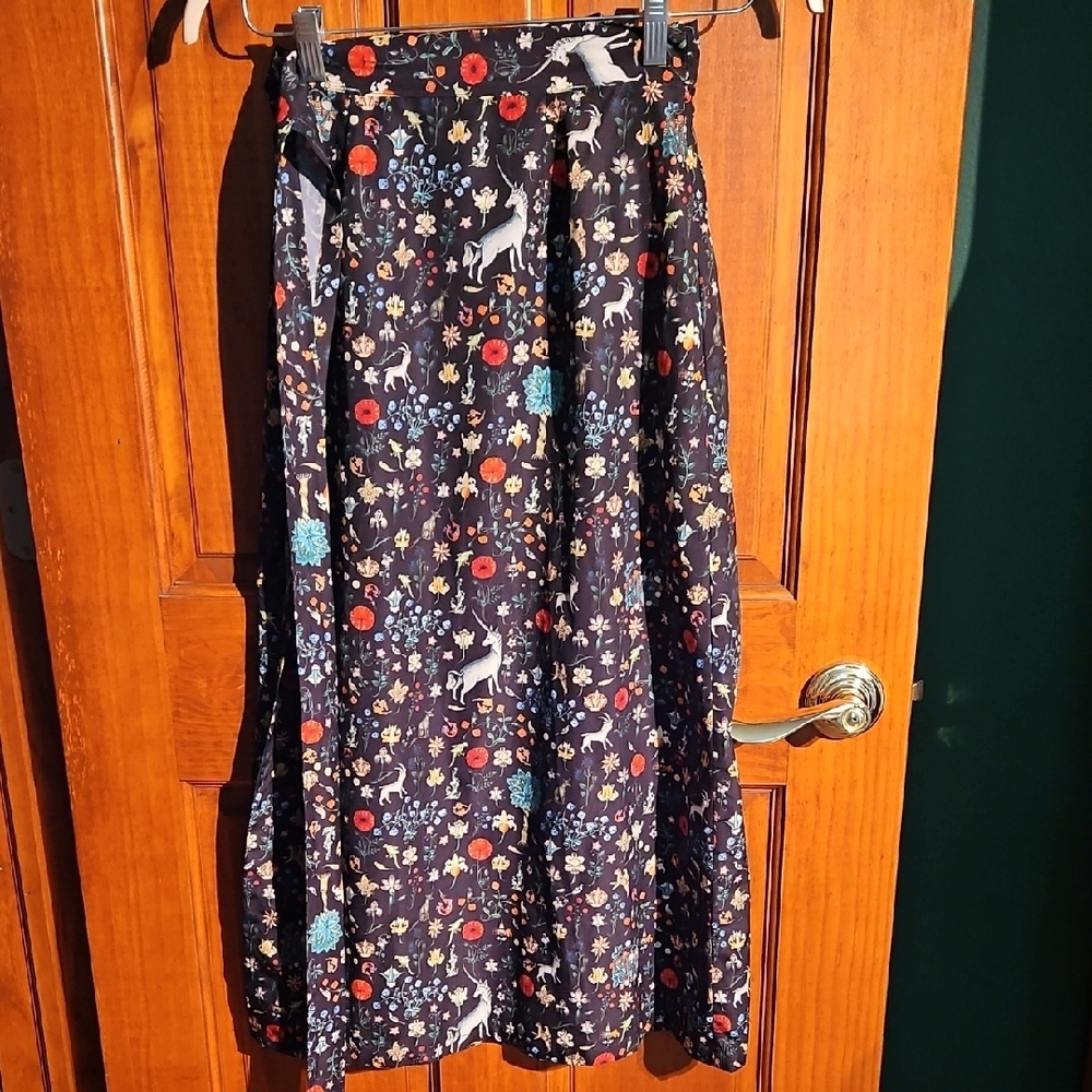 Samantha Pleet Multicolor Unicorn Floral Wrap Around Skirt. Size Med. - Picture 3 of 6